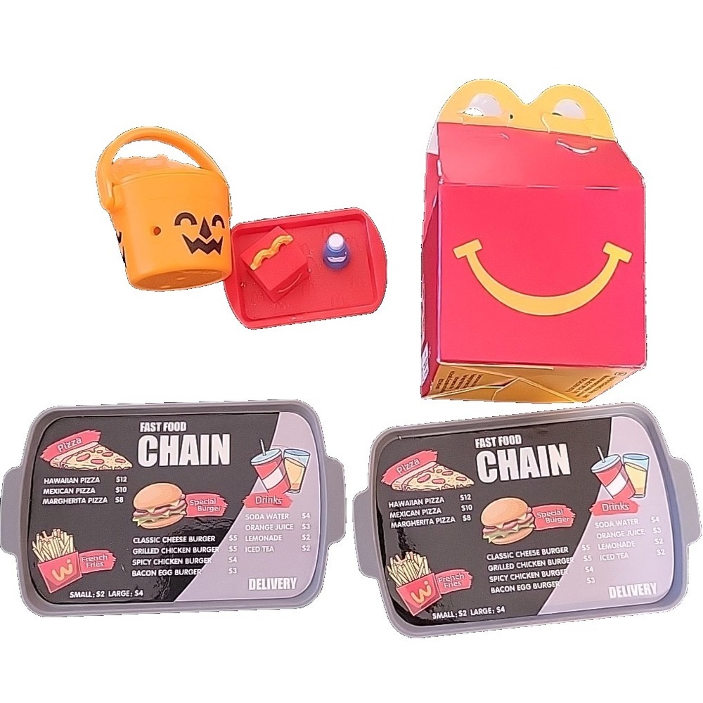 Lil McDonald's Happy Meal Toys Tray Halloween bucket w/ lid etc...